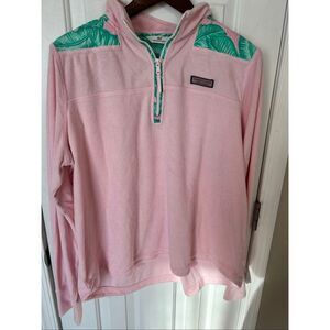 Vineyard Vines Banana Leaf Terry Relaxed Shep Shirt Pink Size XL